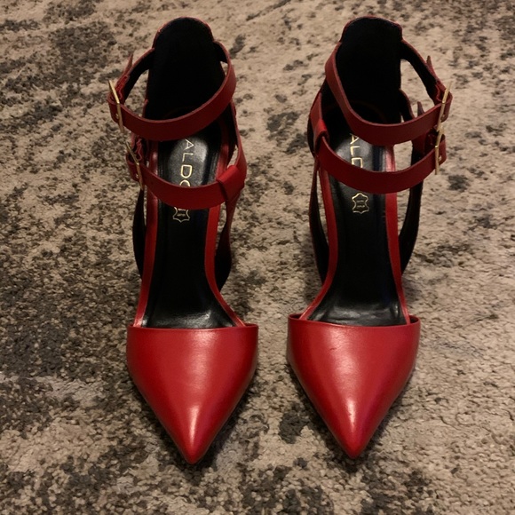 Aldo red leather heels size 8.5 - Picture 2 of 6